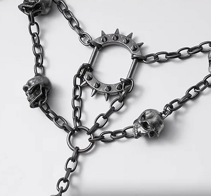Skull Studded Neo-Gothic Necklace – Unisex Statement Jewelry