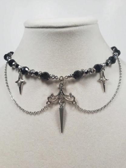 Sword Black Pearl Choker Necklace