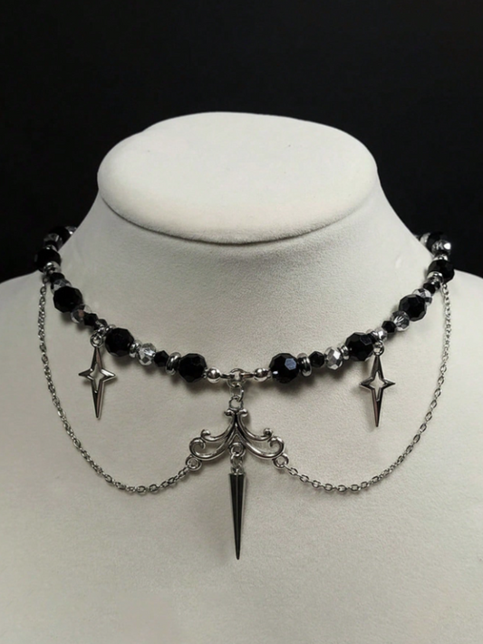 Sword Black Pearl Choker Necklace