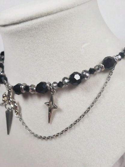 Sword Black Pearl Choker Necklace